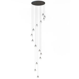 Dewdrop LED 33.75 inch Black Multi-Light Pendant Ceiling Light