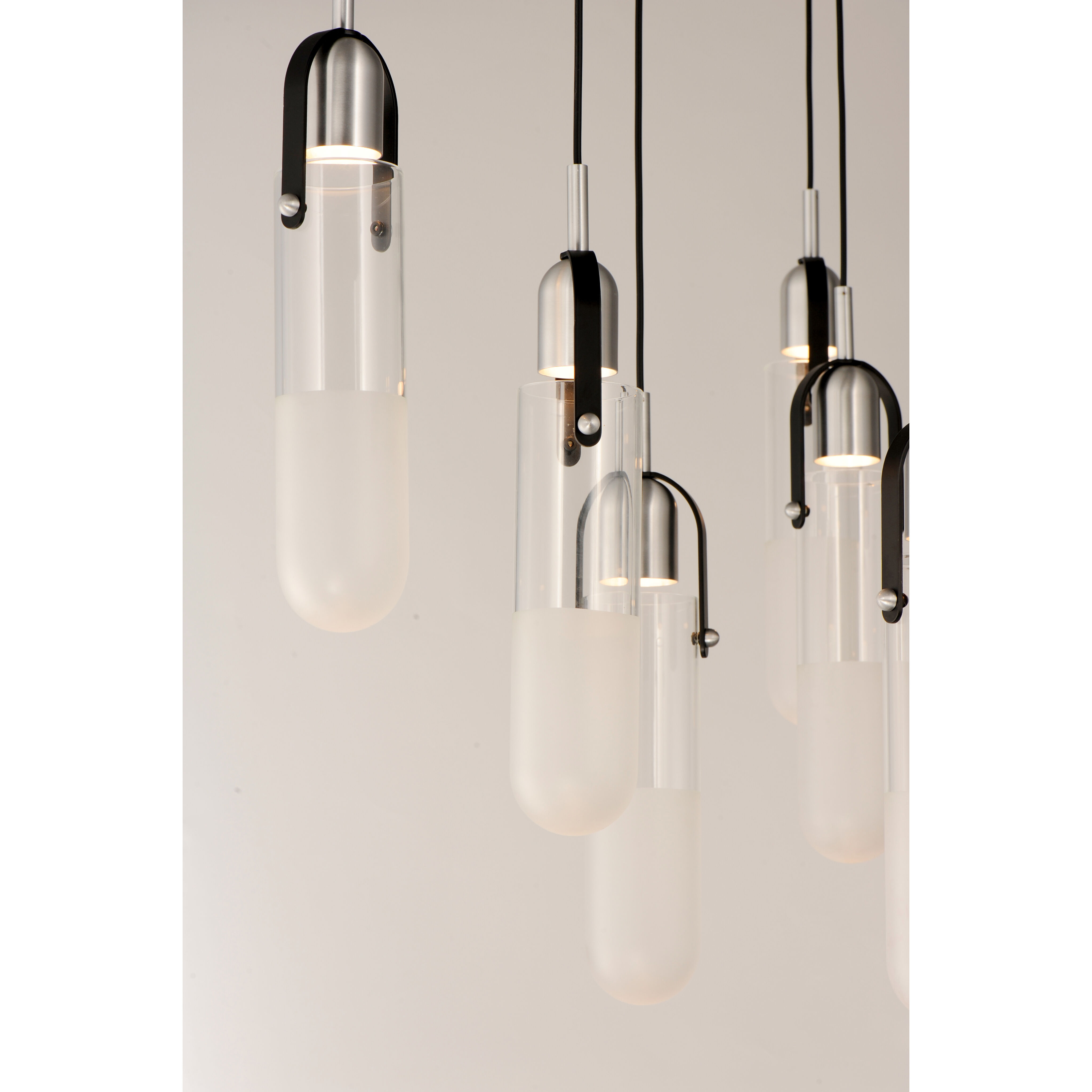 Capsule LED 33 inch Black and Brushed Aluminum Multi-Light Pendant Ceiling Light