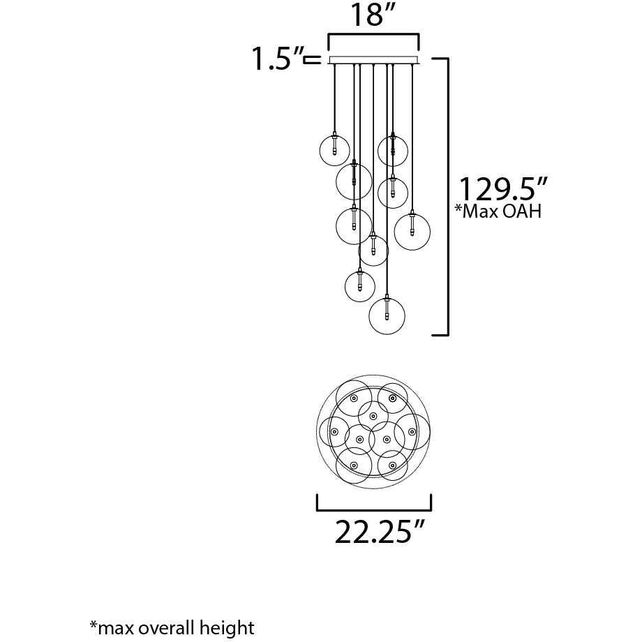 Global LED 22.25 inch Black Multi-Light Pendant Ceiling Light