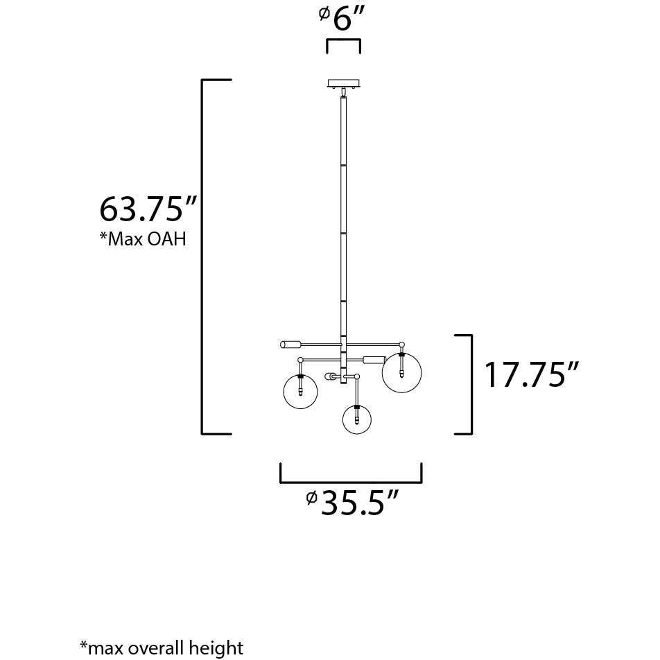 Global LED 35.5 inch Black and Satin Nickel Multi-Light Pendant Ceiling Light