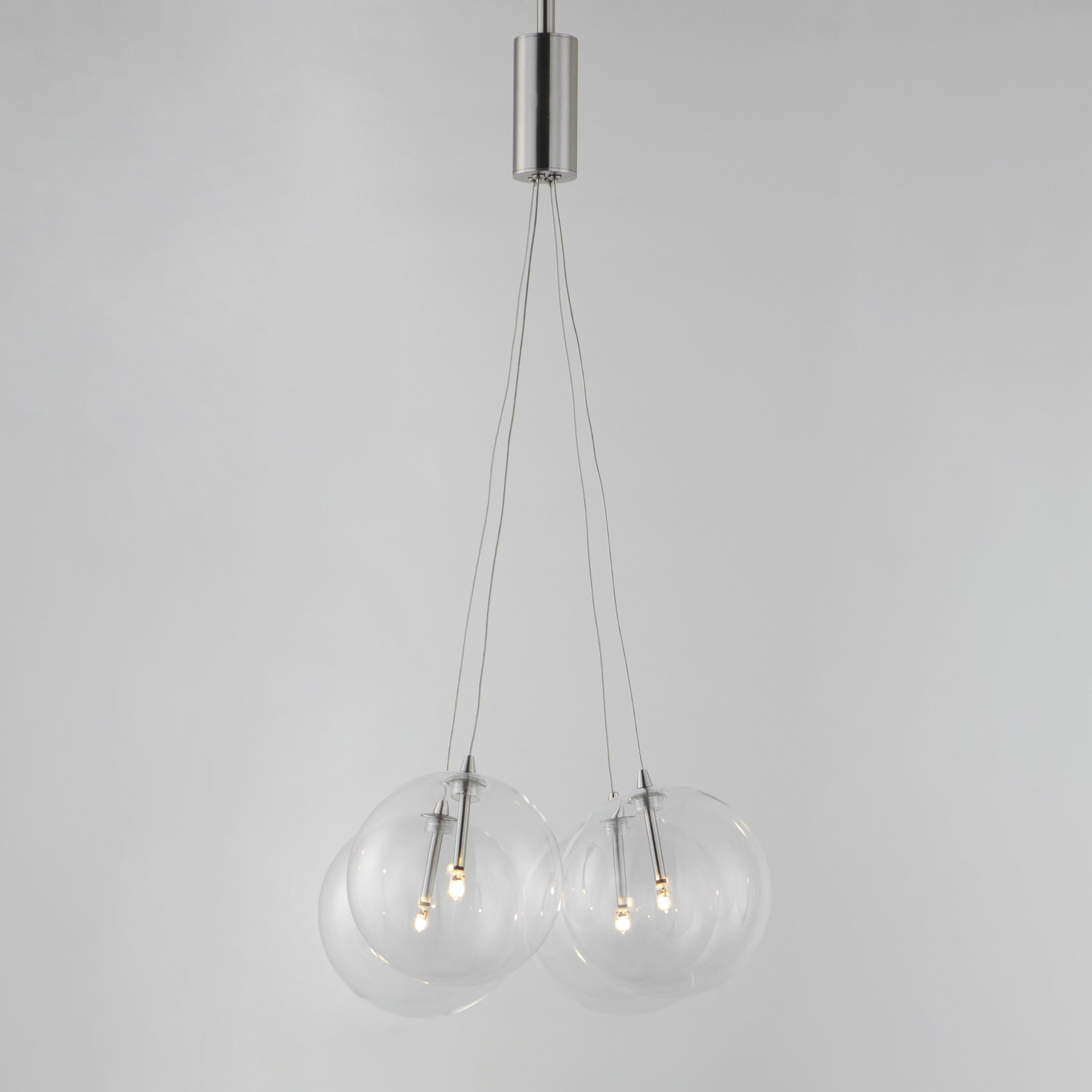 Burst LED 17 inch Satin Nickel Multi-Light Pendant Ceiling Light in Clear