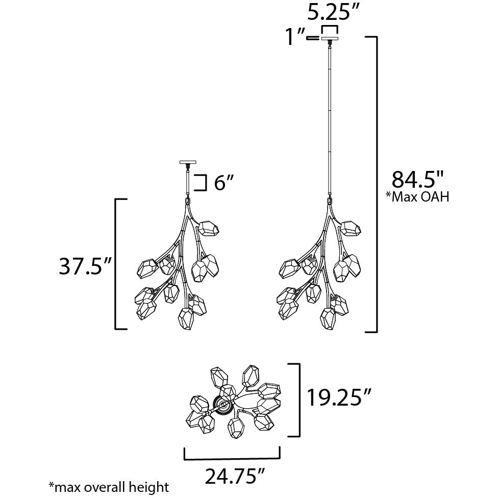 Blossom LED 19.25 inch Natural Aged Brass Multi-Light Pendant Ceiling Light