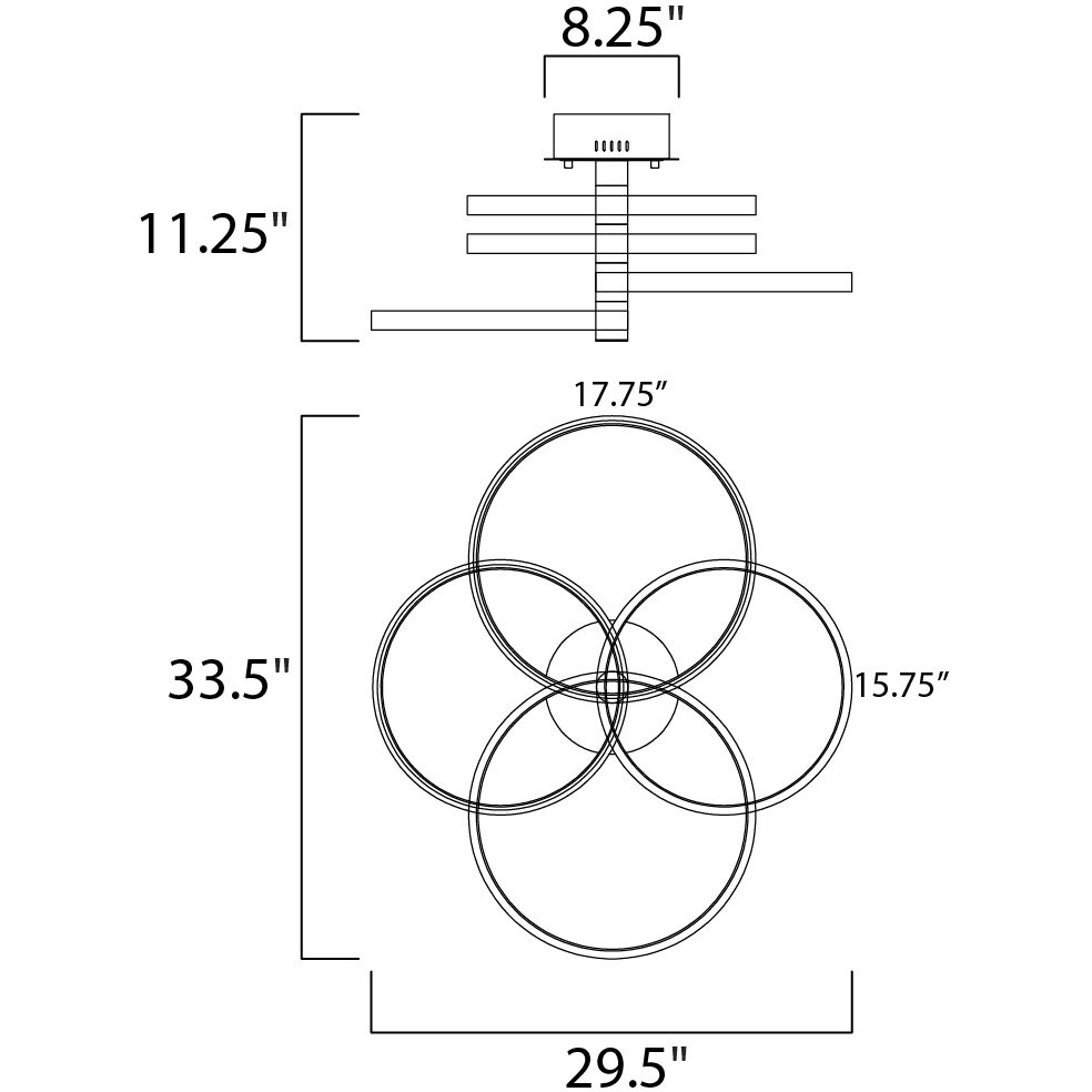 Hoopla LED 33.5 inch Black and Gold Multi-Light Pendant Ceiling Light