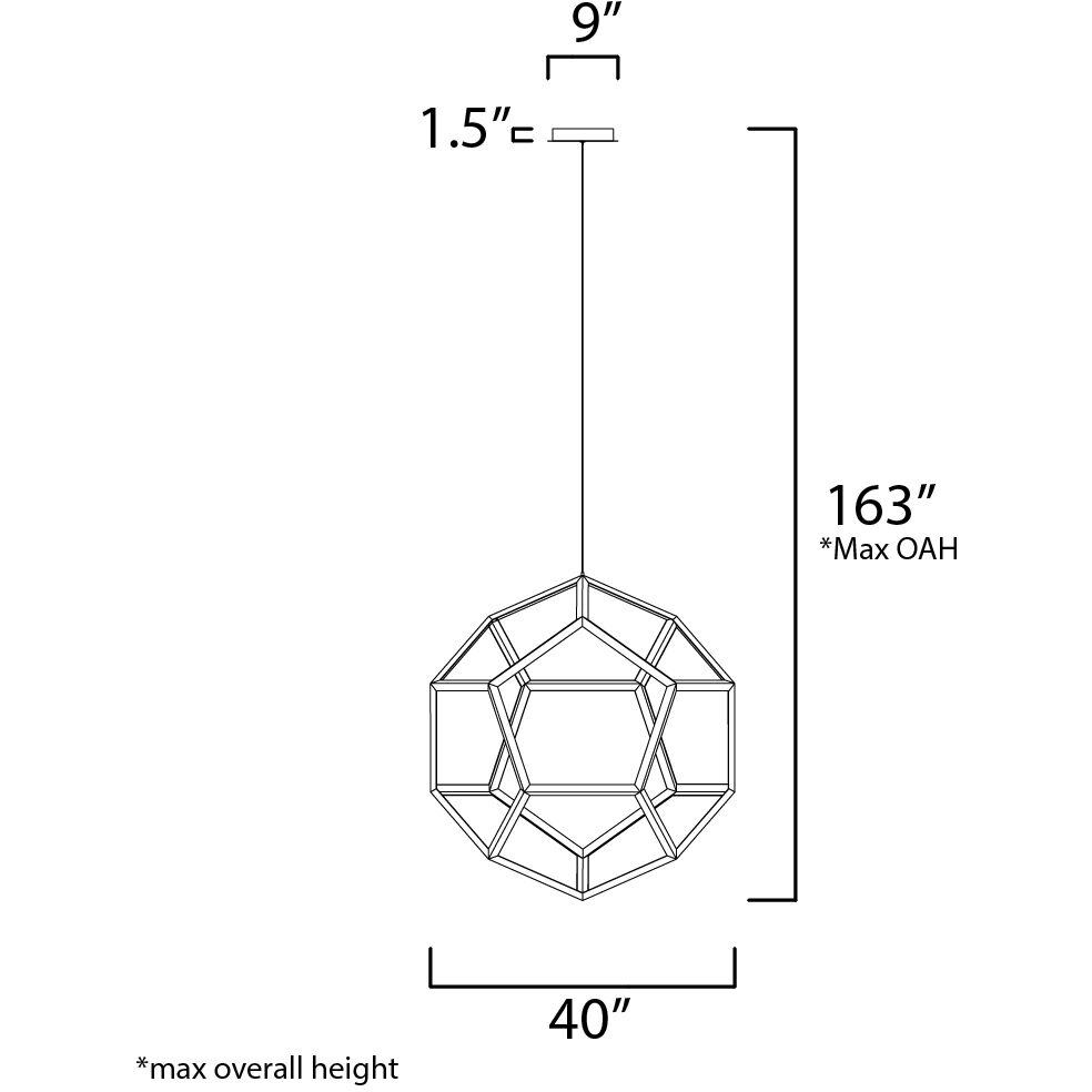 Penta LED 40 inch Black Single Pendant Ceiling Light