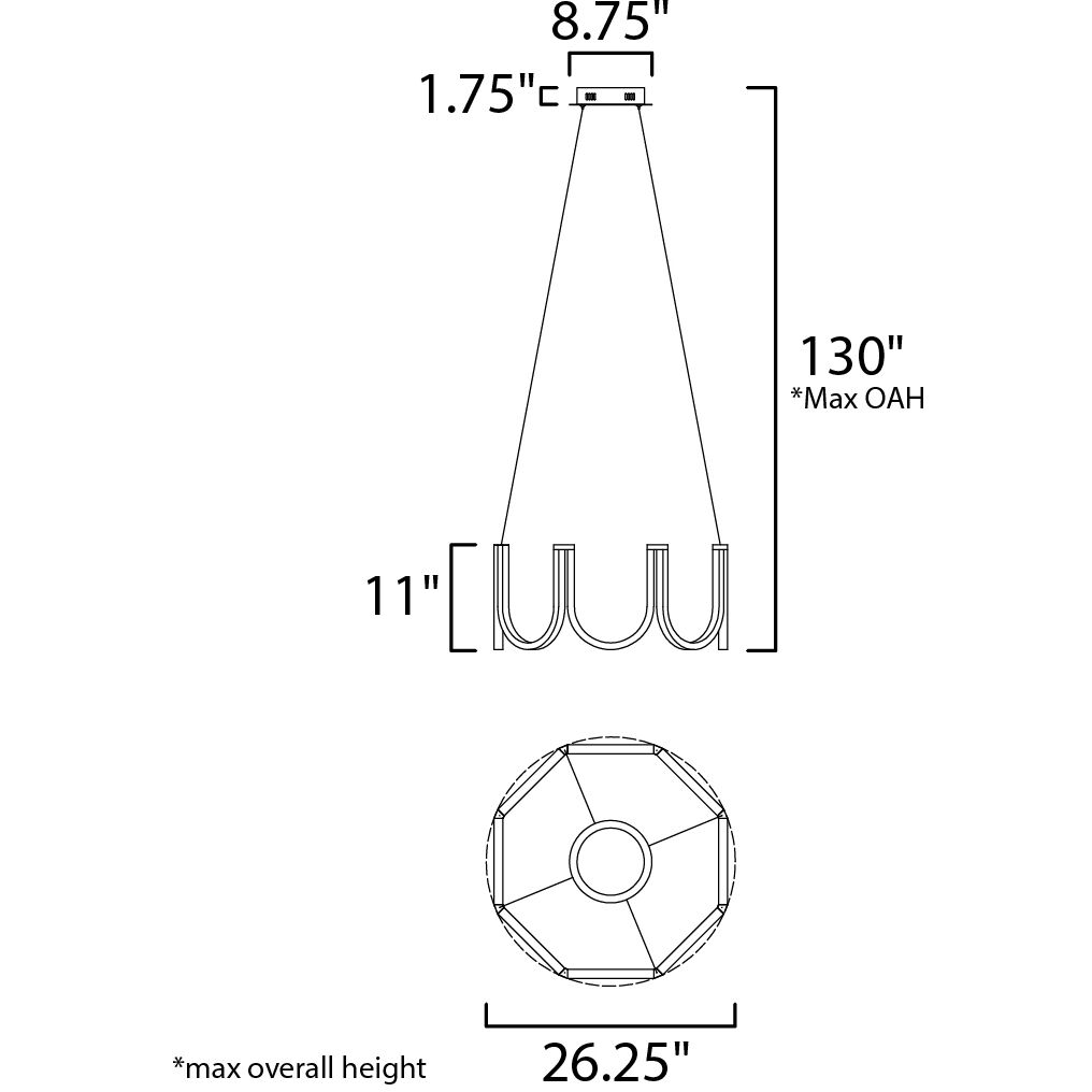 You LED 26.25 inch Brushed Champagne Single Pendant Ceiling Light