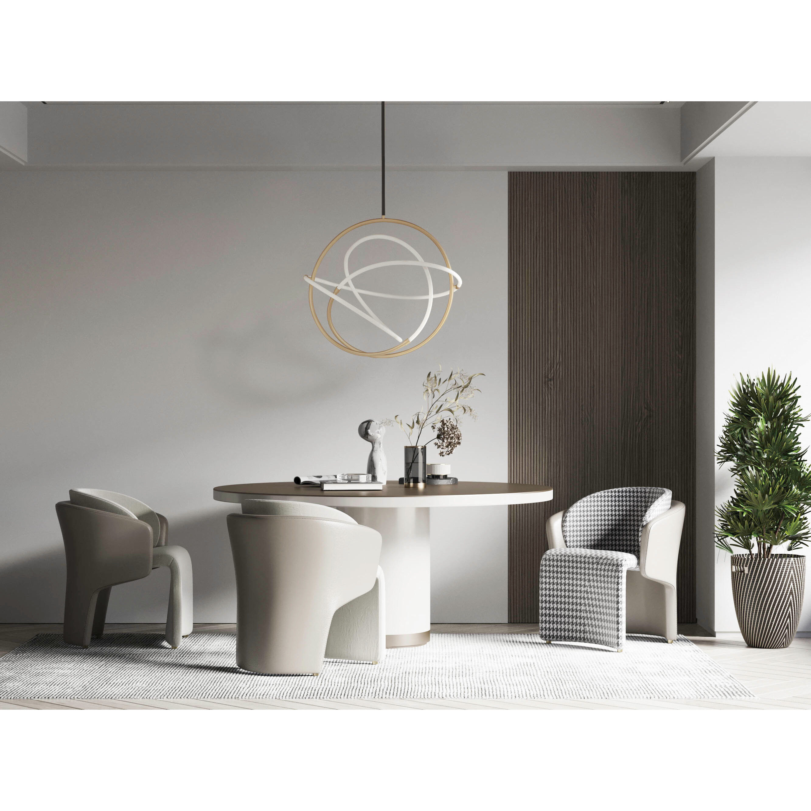 Mobius LED 27 inch Black and Gold Single Pendant Ceiling Light