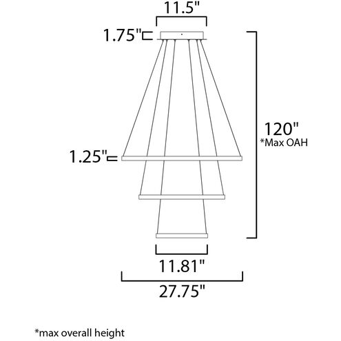 Quad LED 27.75 inch Bronze Single Pendant Ceiling Light