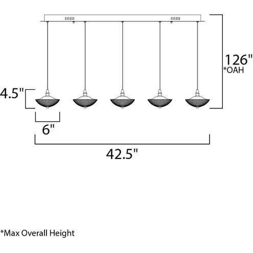 Bella LED 42.5 inch Bronze and Gold Linear Pendant Ceiling Light