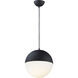 Half Moon LED 11.75 inch Black Single Pendant Ceiling Light