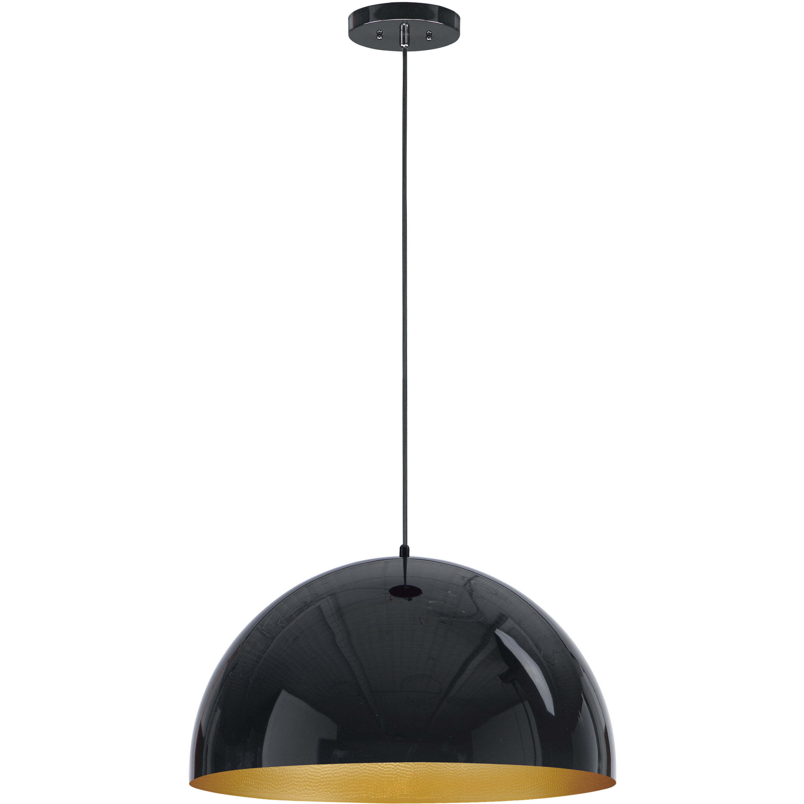 Hemisphere LED 24 inch Gloss Black with Gold Single Pendant Ceiling Light