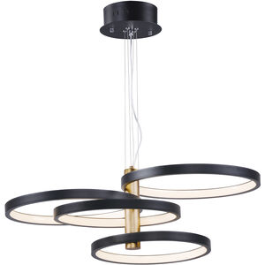 Hoopla LED 29.5 inch Black and Gold Multi-Light Pendant Ceiling Light