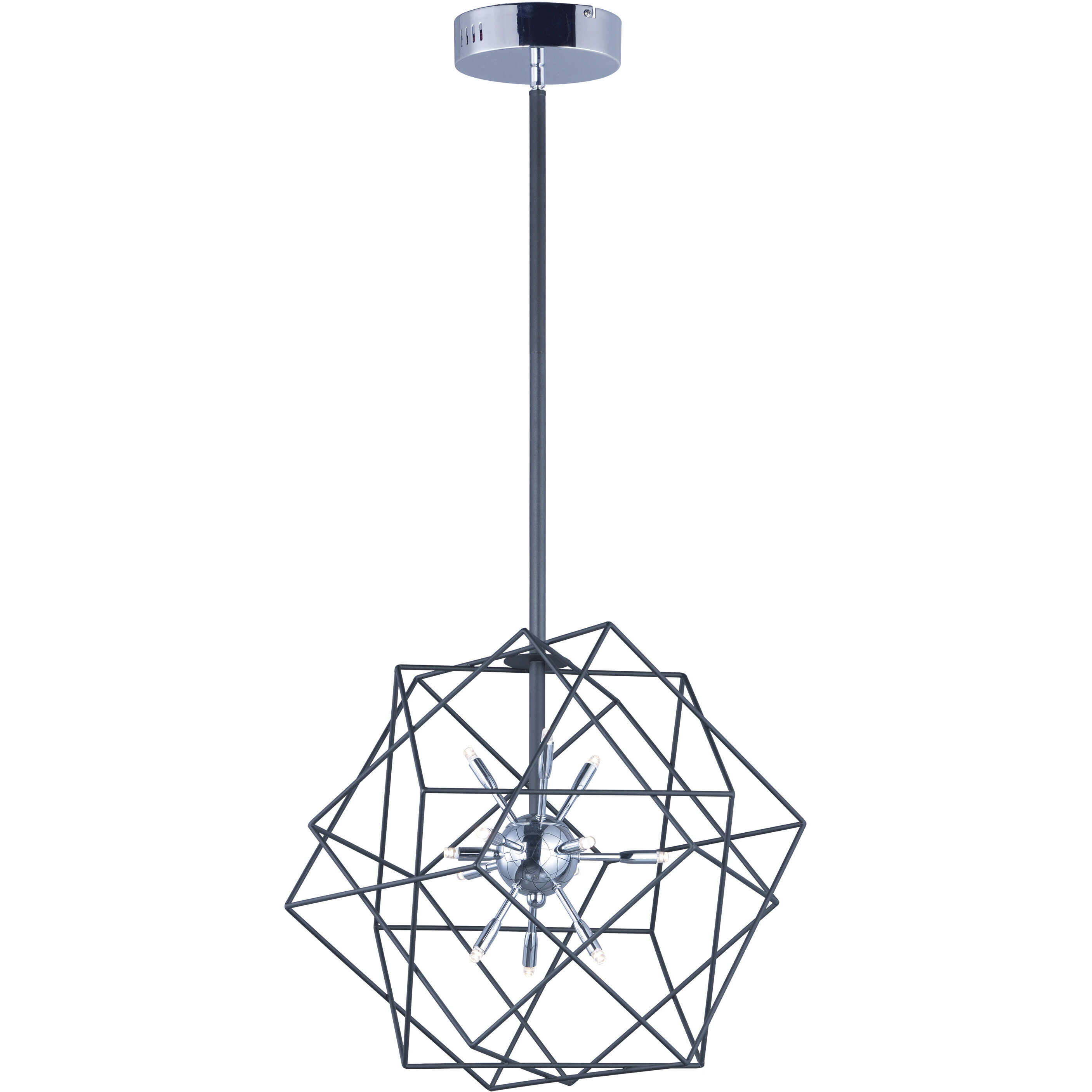 Rubic LED LED 20.5 inch Black and Polished Chrome Single Pendant Ceiling Light