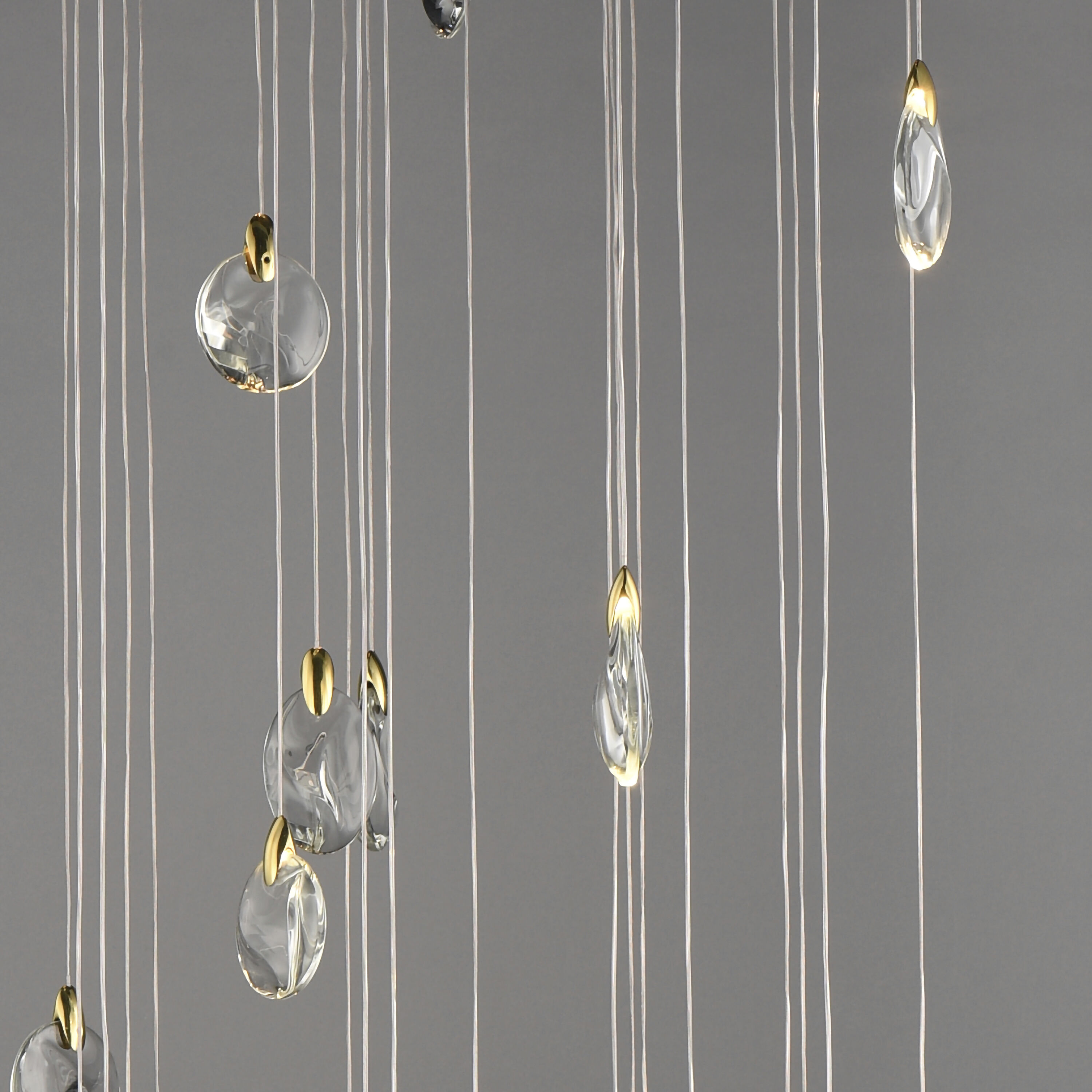 Pebble LED 36 inch Black and Polished Gold Multi-Tier Chandelier Ceiling Light in Clear Crystal