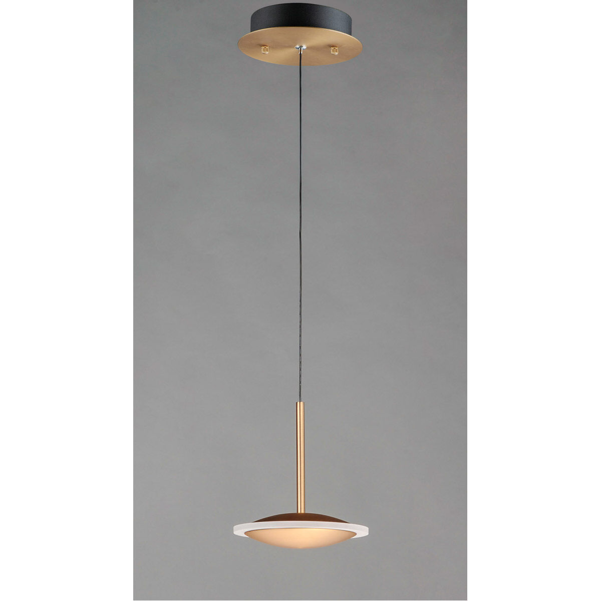 Saucer LED 7 inch Black and Gold Mini Pendant Ceiling Light