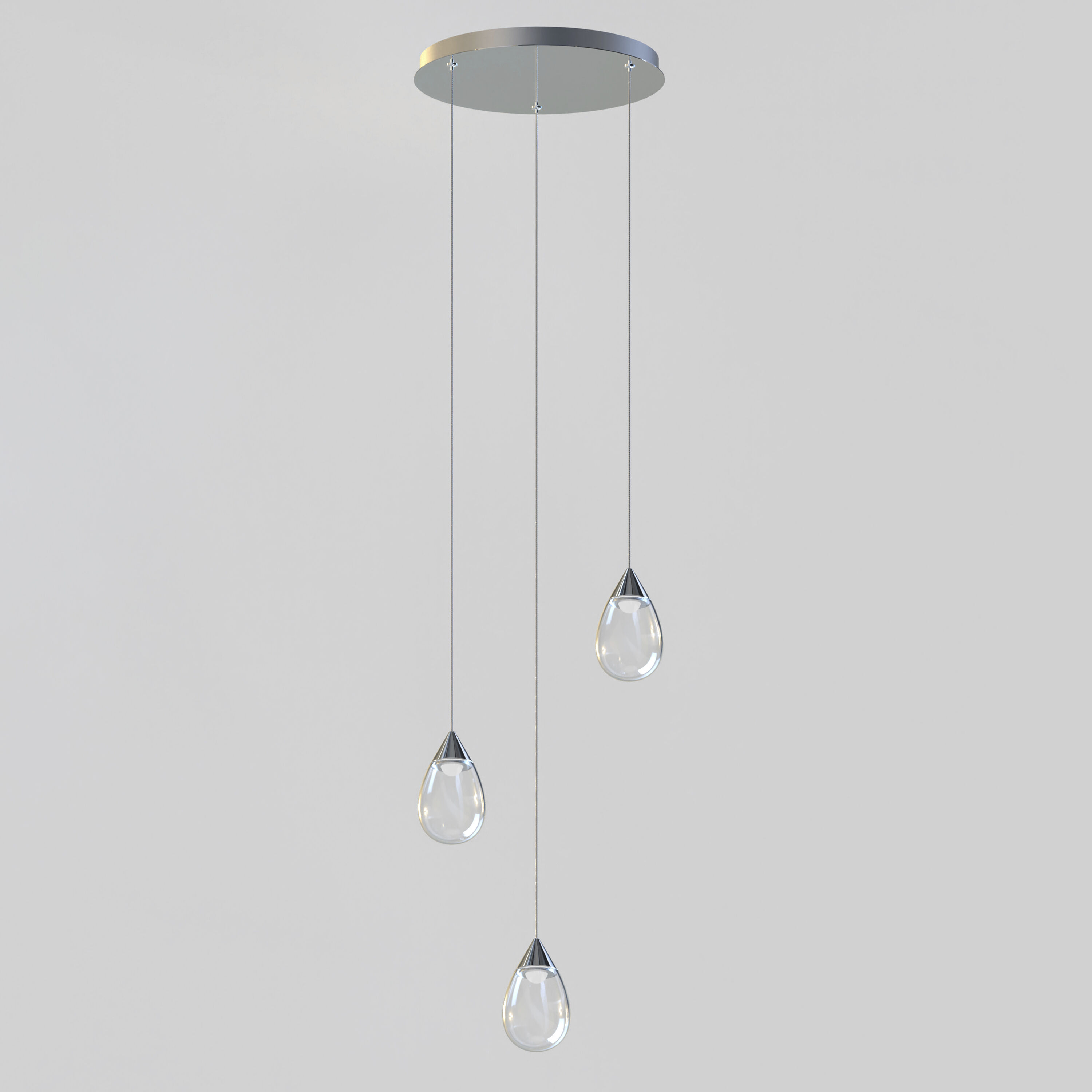Dewdrop LED 15 inch Polished Chrome Multi-Light Pendant Ceiling Light