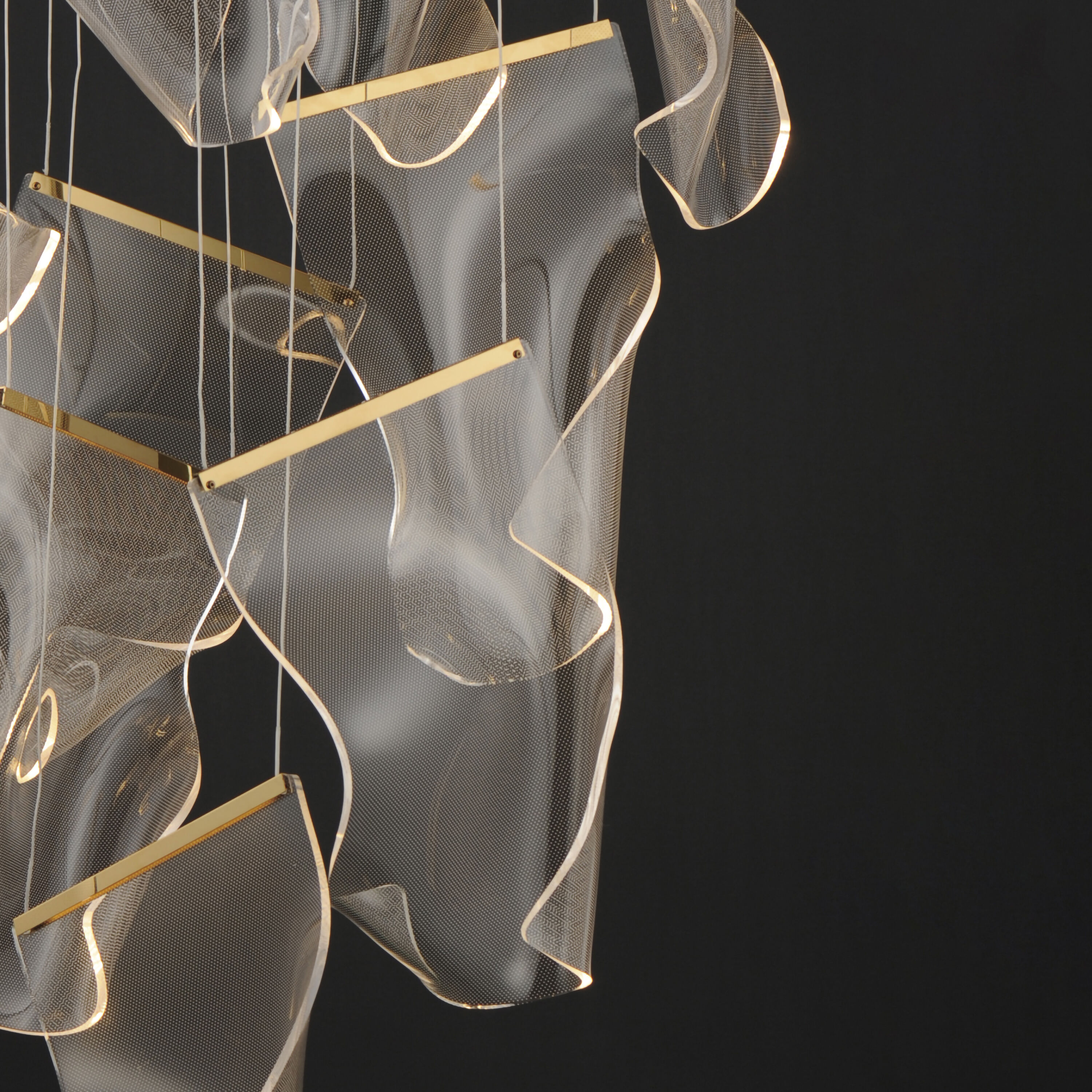 Rinkle LED 36.25 inch French Gold Multi-Light Pendant Ceiling Light