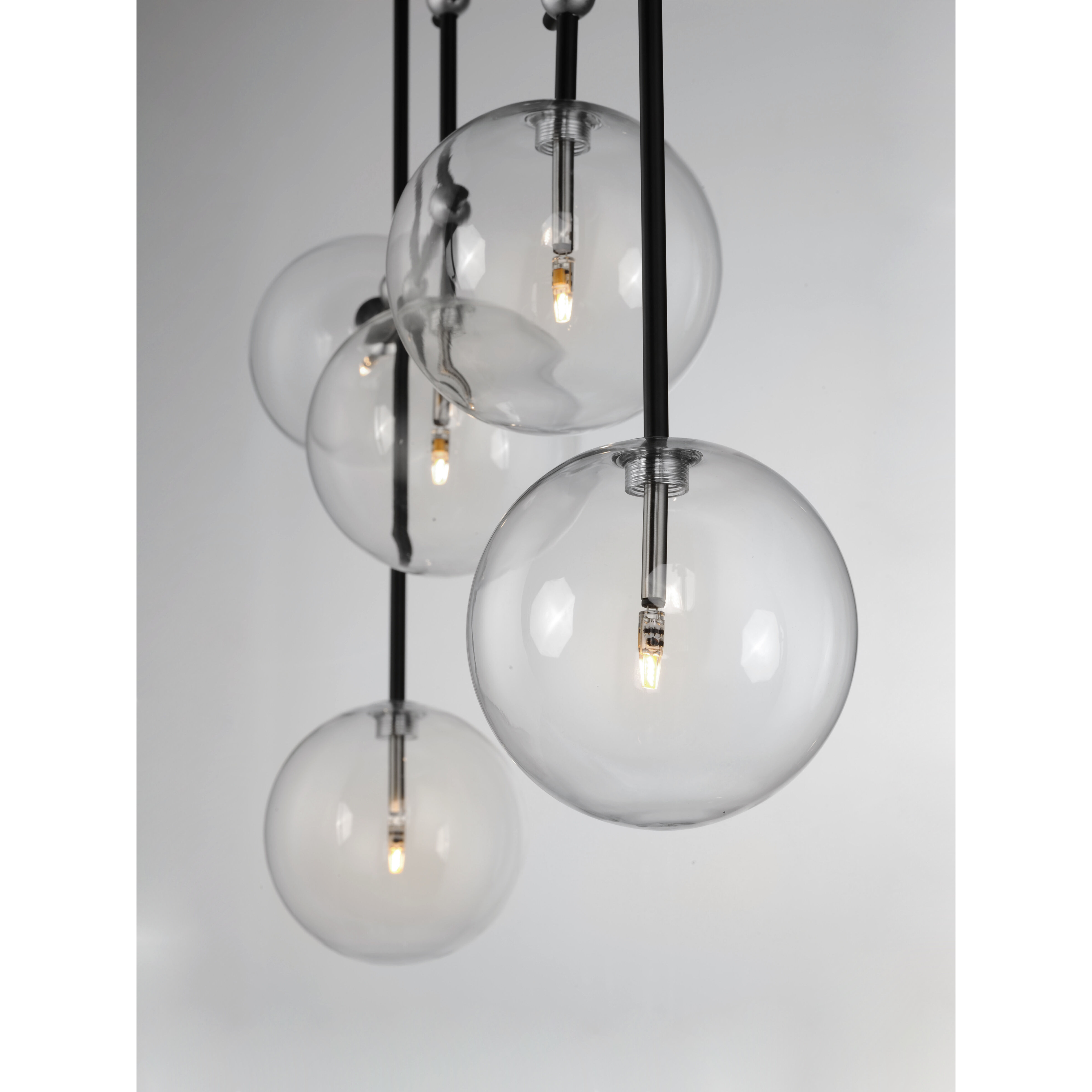 Global LED 6 inch Black and Satin Nickel Multi-Light Pendant Ceiling Light