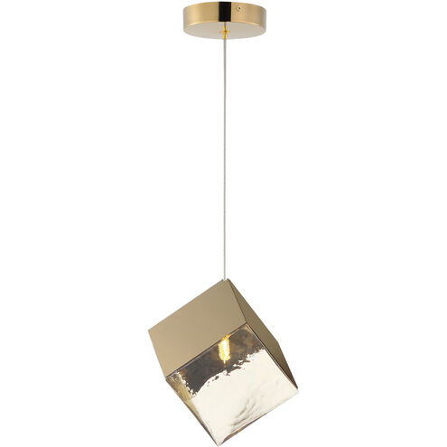 Ice Cube LED 7 inch French Gold Single Pendant Ceiling Light