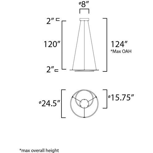 Cycle LED 24.5 inch Black Single Pendant Ceiling Light