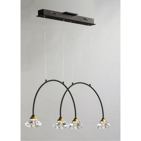 Hope LED 33.75 inch Black and Metallic Gold Linear Pendant Ceiling Light
