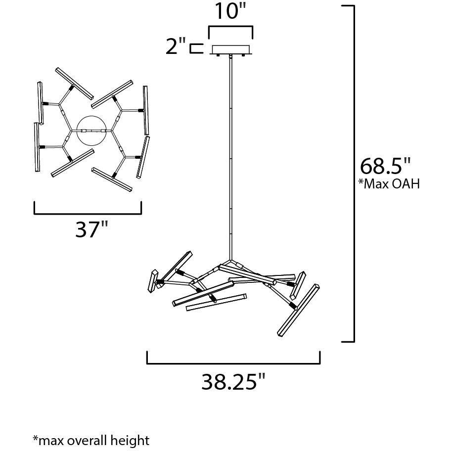 Robotica LED 37 inch Black Multi-Light Pendant Ceiling Light