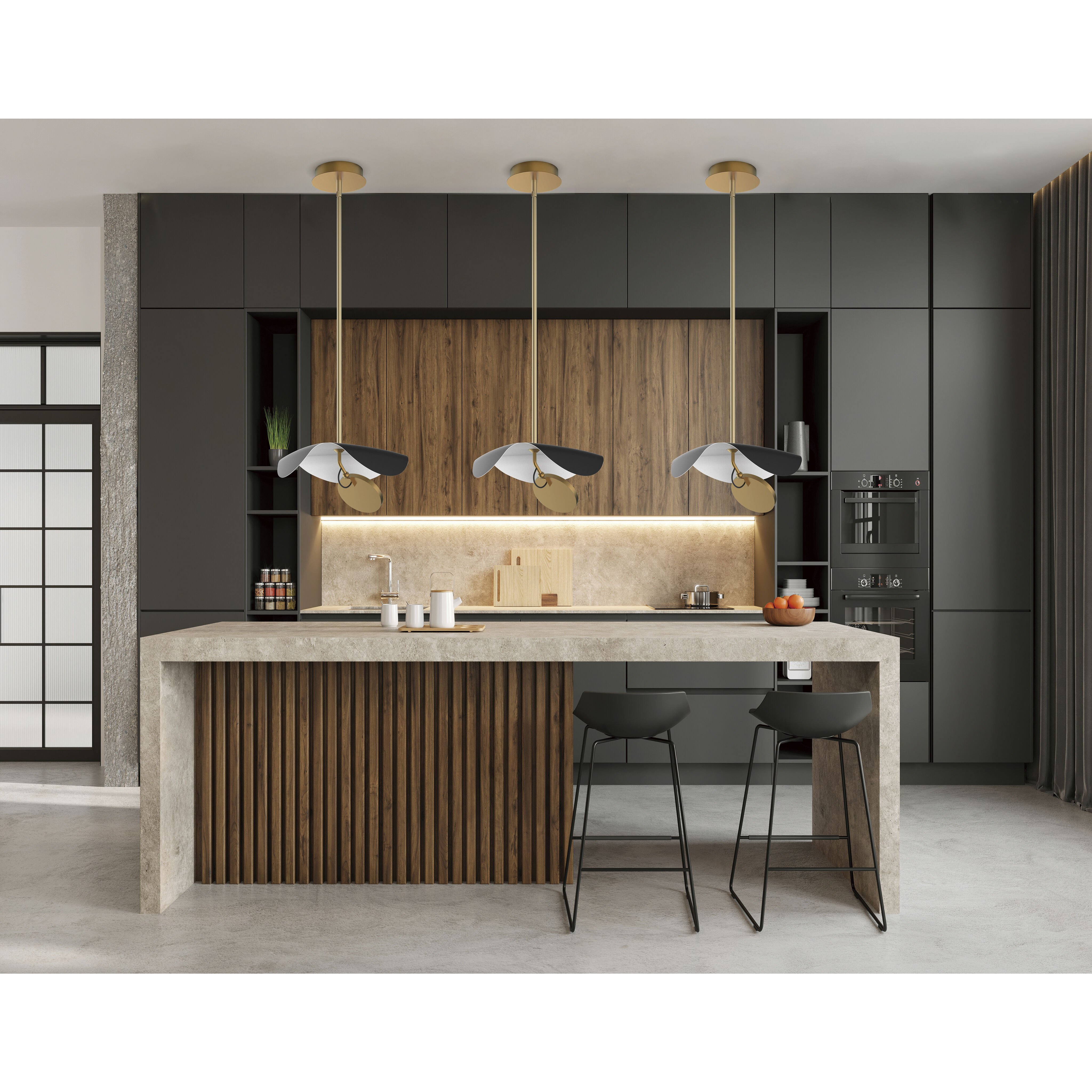 Carmen LED 16.5 inch Black and Gold Single Pendant Ceiling Light in Black/Gold