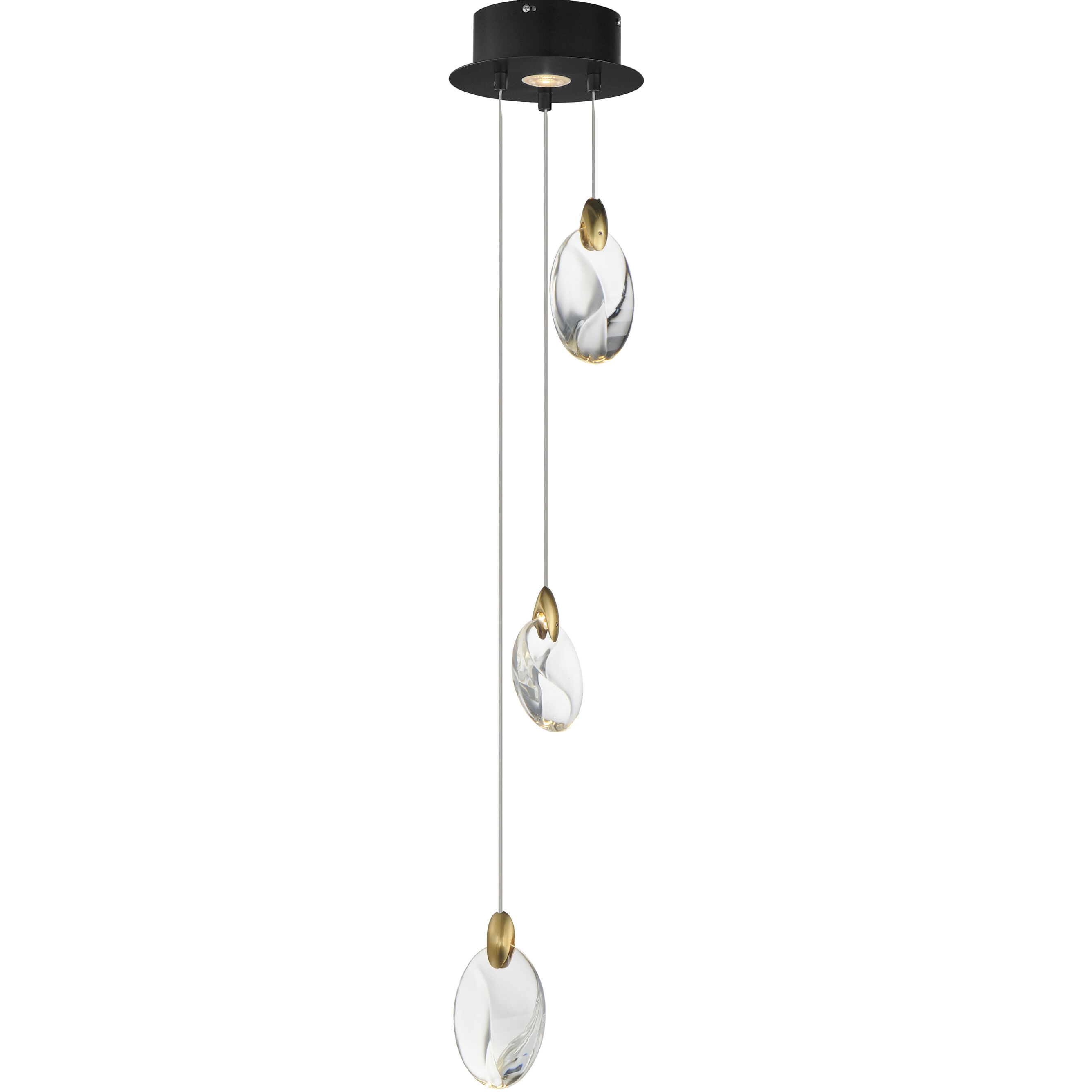 Pebble LED 8 inch Black and Polished Gold Multi-Light Pendant Ceiling Light