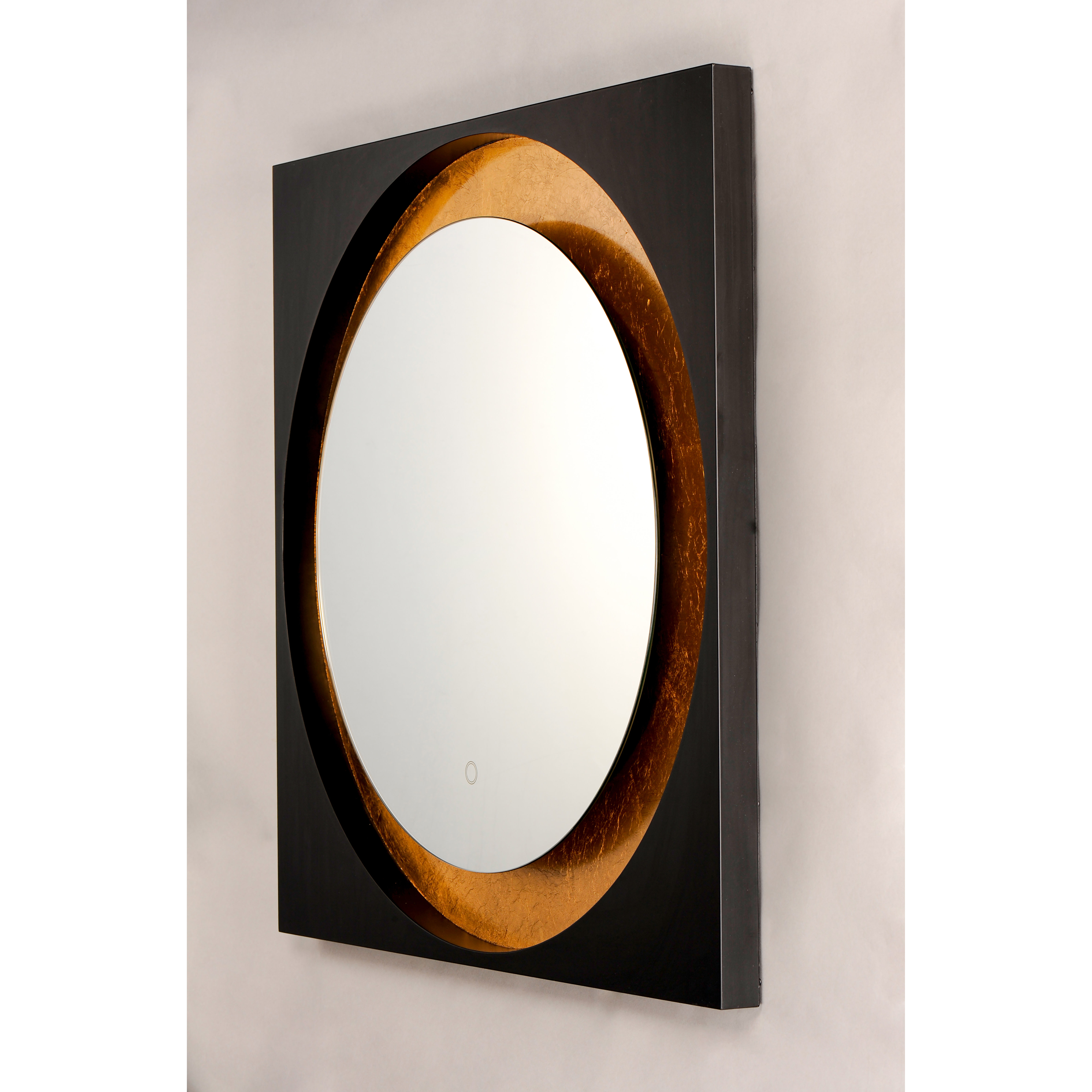 Floating 31.5 X 31.5 inch Gold Leaf and Black LED Wall Mirror