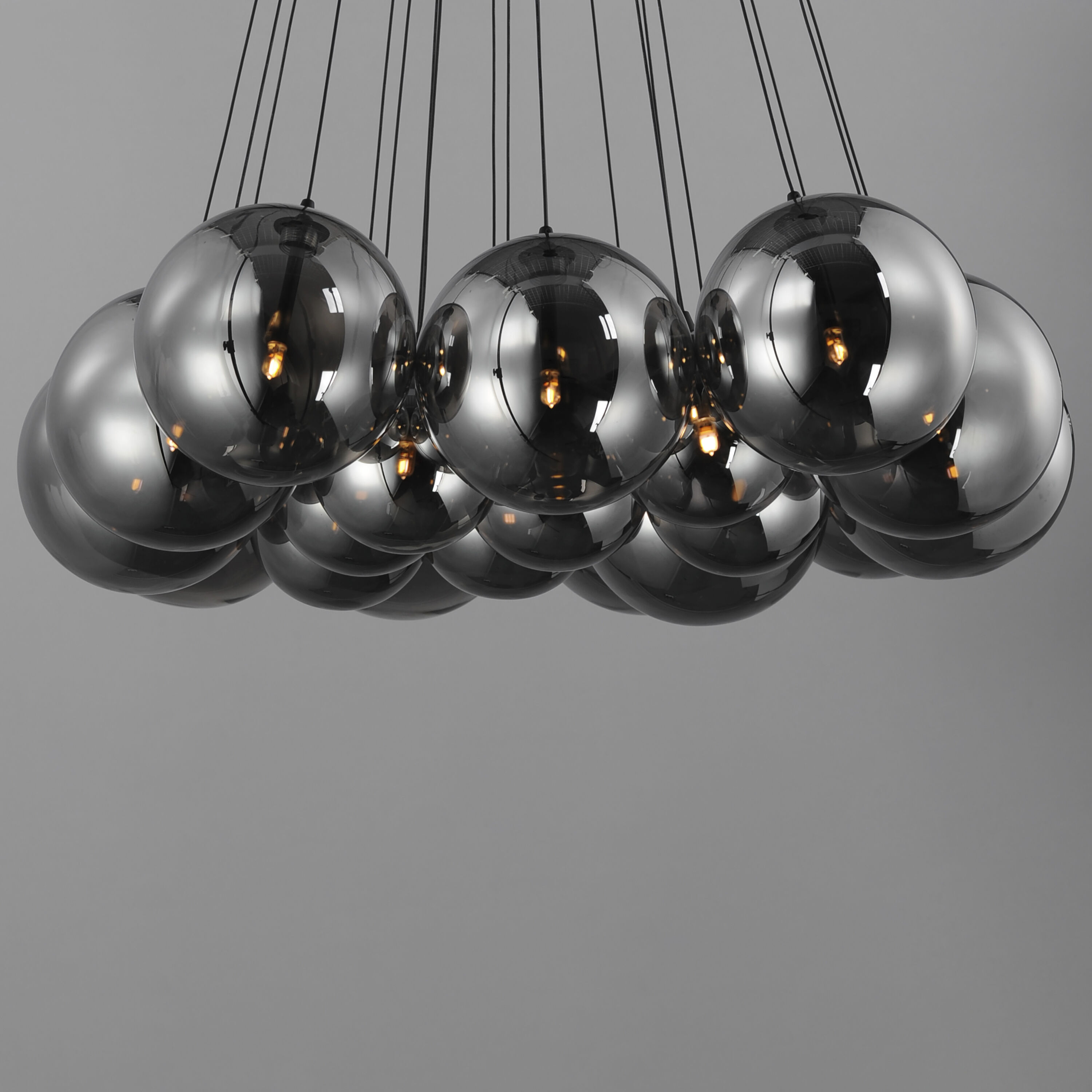 Burst LED 35.25 inch Black Multi-Light Pendant Ceiling Light in Graduating Smoke