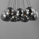 Burst LED 35.25 inch Black Multi-Light Pendant Ceiling Light in Graduating Smoke
