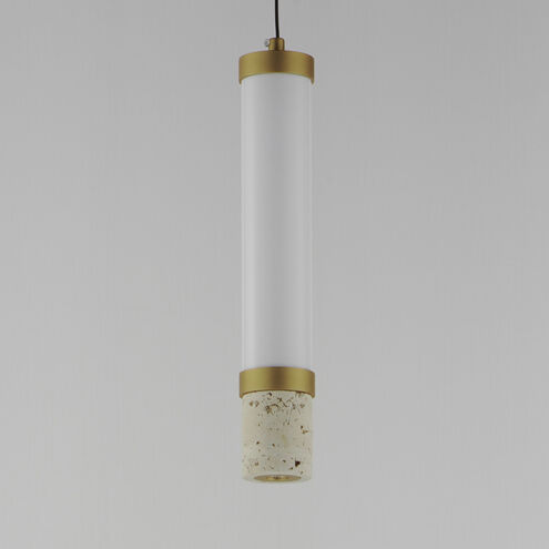 Travertine LED 2.5 inch Travertine and Gold Single Pendant Ceiling Light