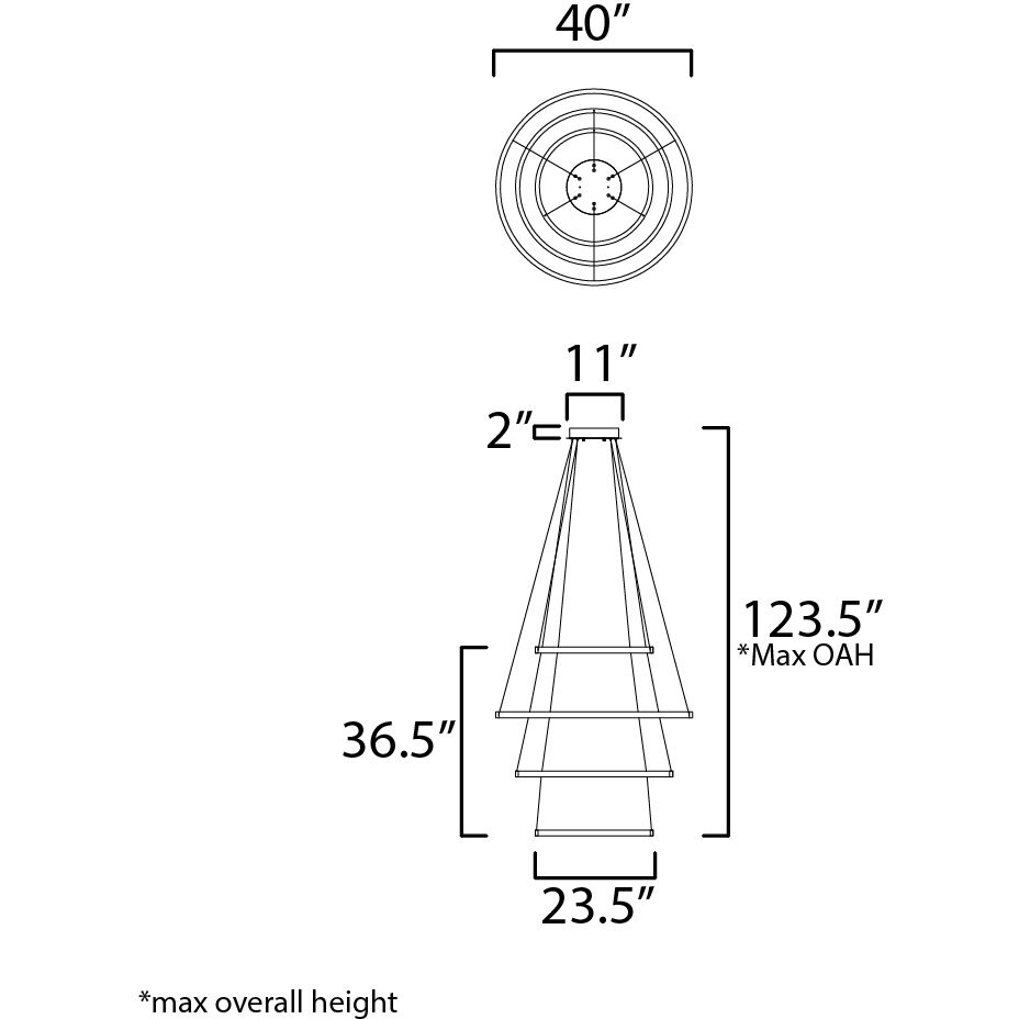 Groove 5CCT LED 40 inch Gold Multi-Light Pendant Ceiling Light