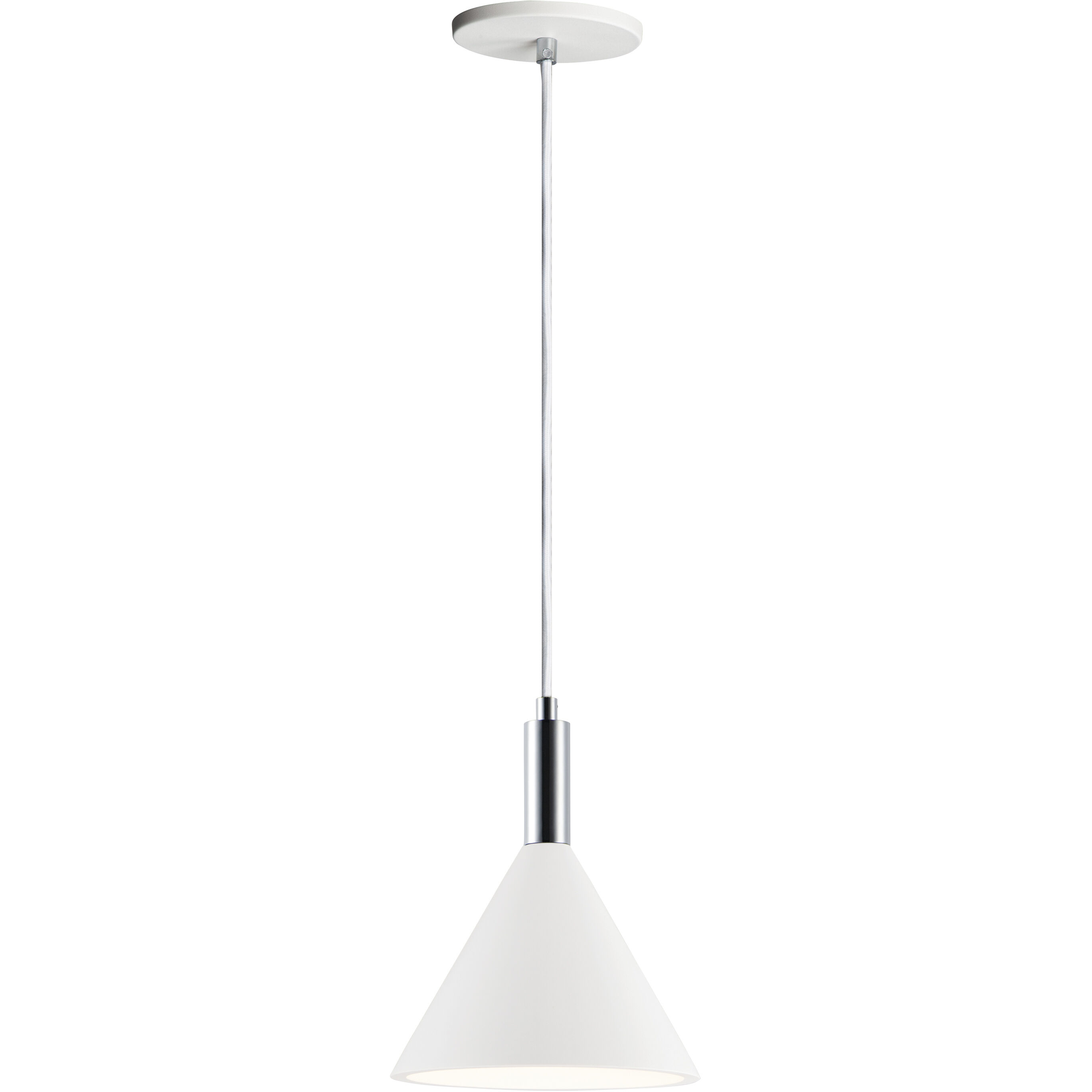 Funnel LED 7.75 inch White and Polished Chrome Single Pendant Ceiling Light