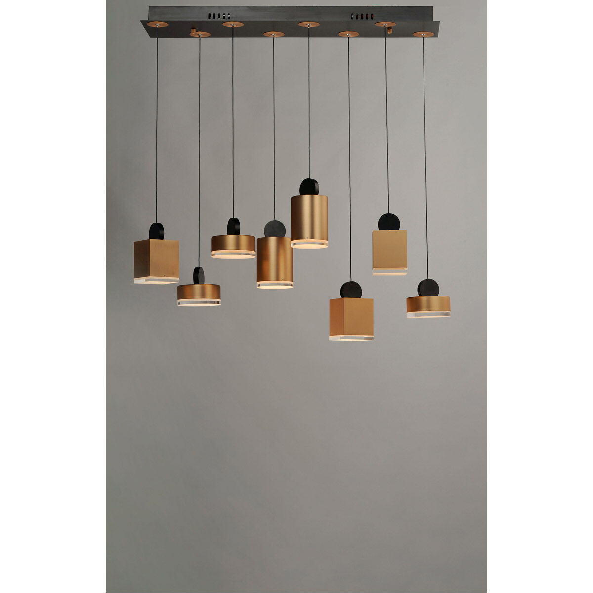 Nob LED 33 inch Black and Gold Linear Pendant Ceiling Light