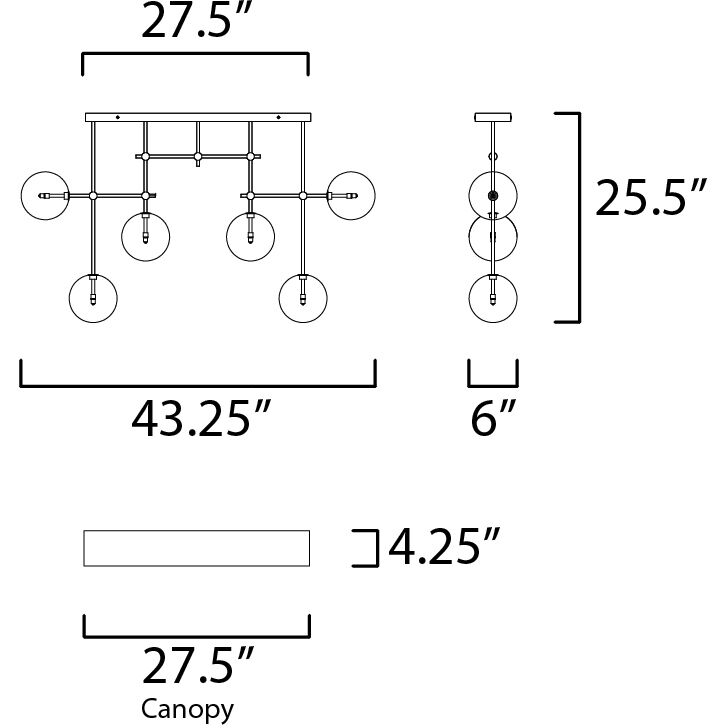 Global LED 6 inch Black and Satin Nickel Multi-Light Pendant Ceiling Light