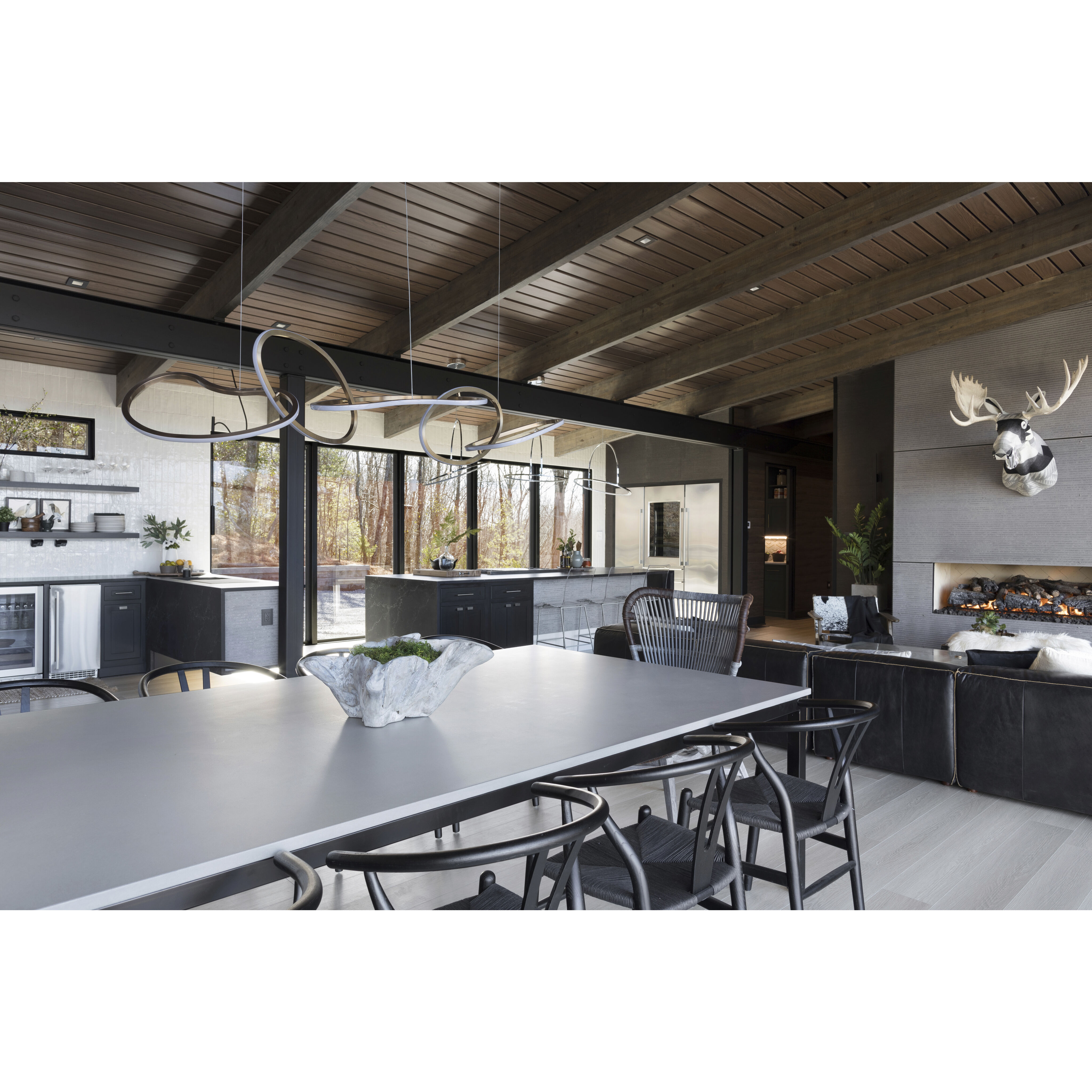 Unity LED 55 inch Brushed Champagne Linear Pendant Ceiling Light