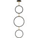 Hoopla LED 15.75 inch Black and Gold Multi-Light Pendant Ceiling Light in Black/Gold