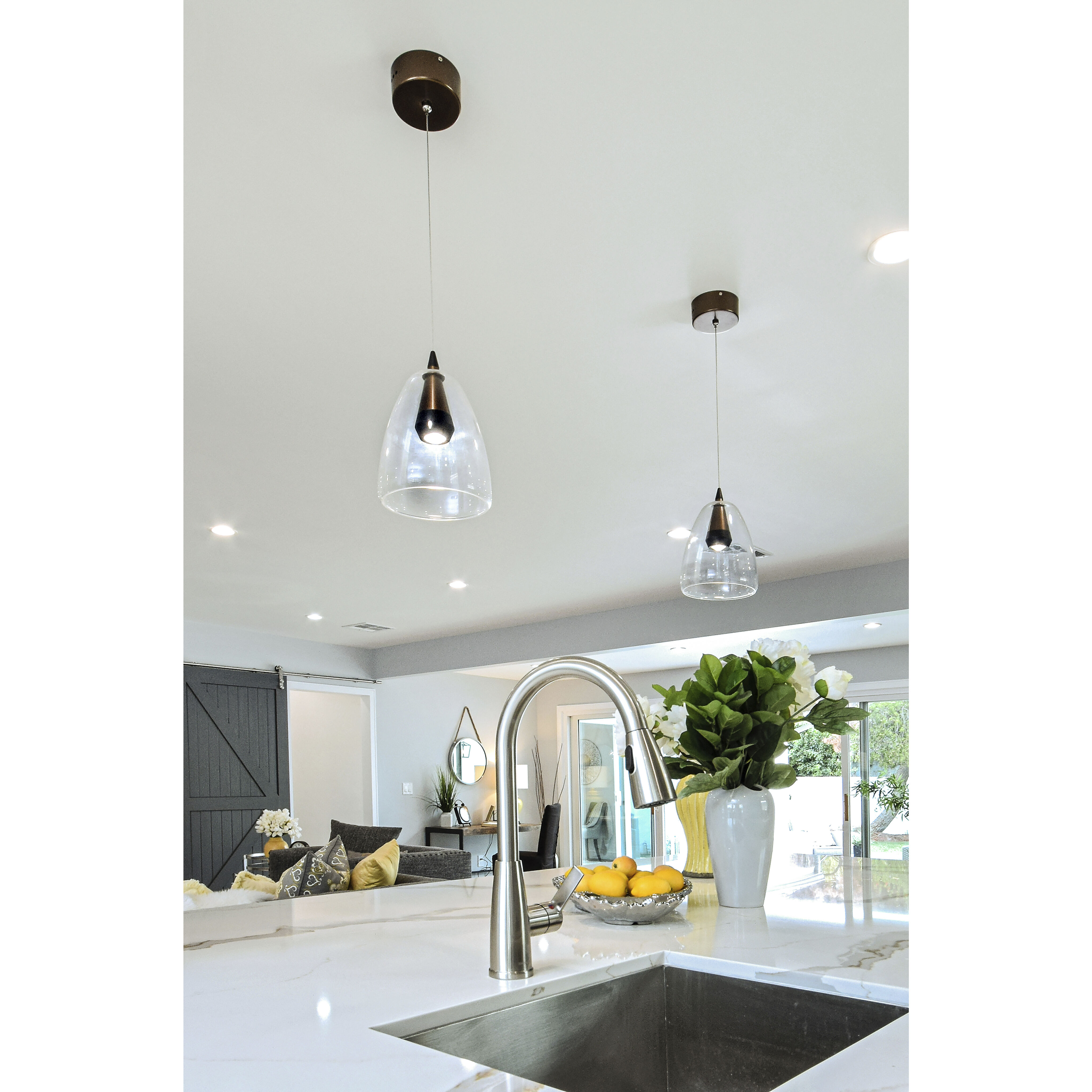 Sven LED 8 inch Black and Coffee Single Pendant Ceiling Light