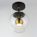 Nucleus LED 9 inch Black and Natural Aged Brass Flush Mount Ceiling Light