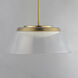 Jensen LED 18 inch Satin Brass Single Pendant Ceiling Light in Clear Ribbed