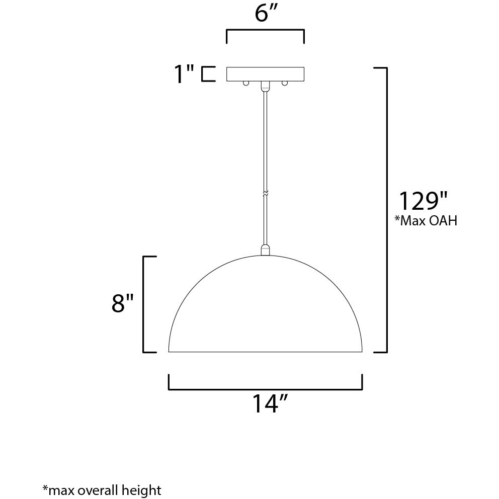 Hemisphere LED 14 inch Gloss Black and Aluminum Single Pendant Ceiling Light