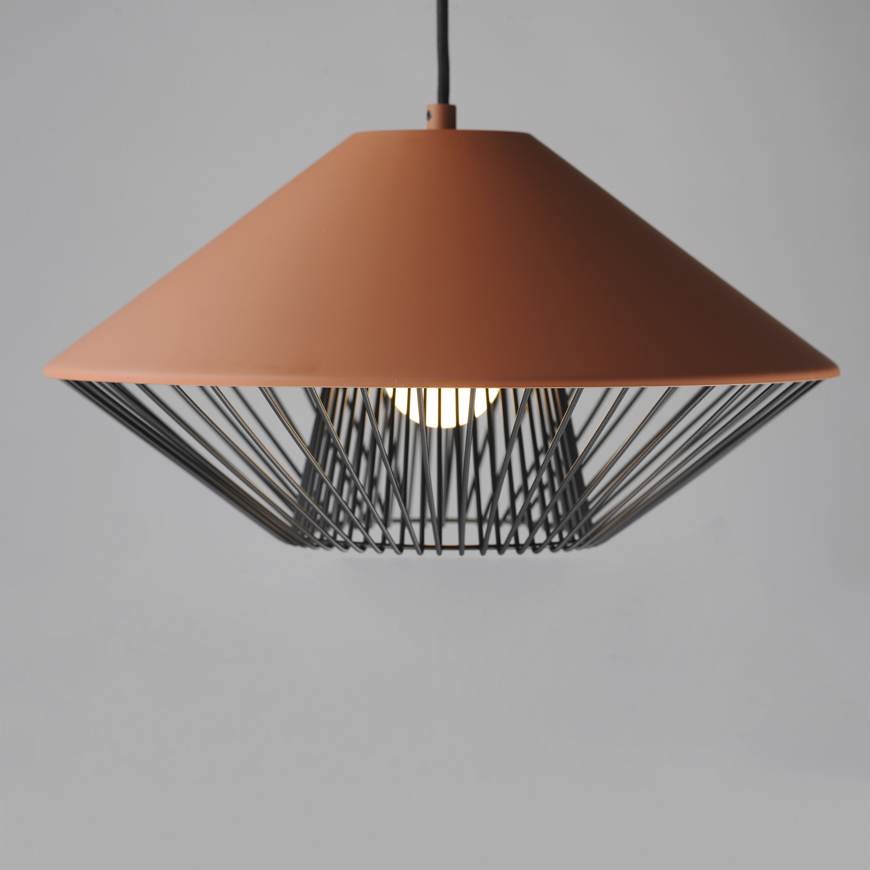 Phoenix Single Pendant Ceiling Light in Brick and Black