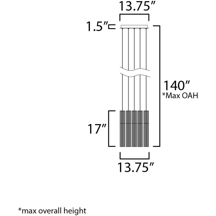 Reeds LED 13.75 inch Gold Multi-Light Pendant Ceiling Light