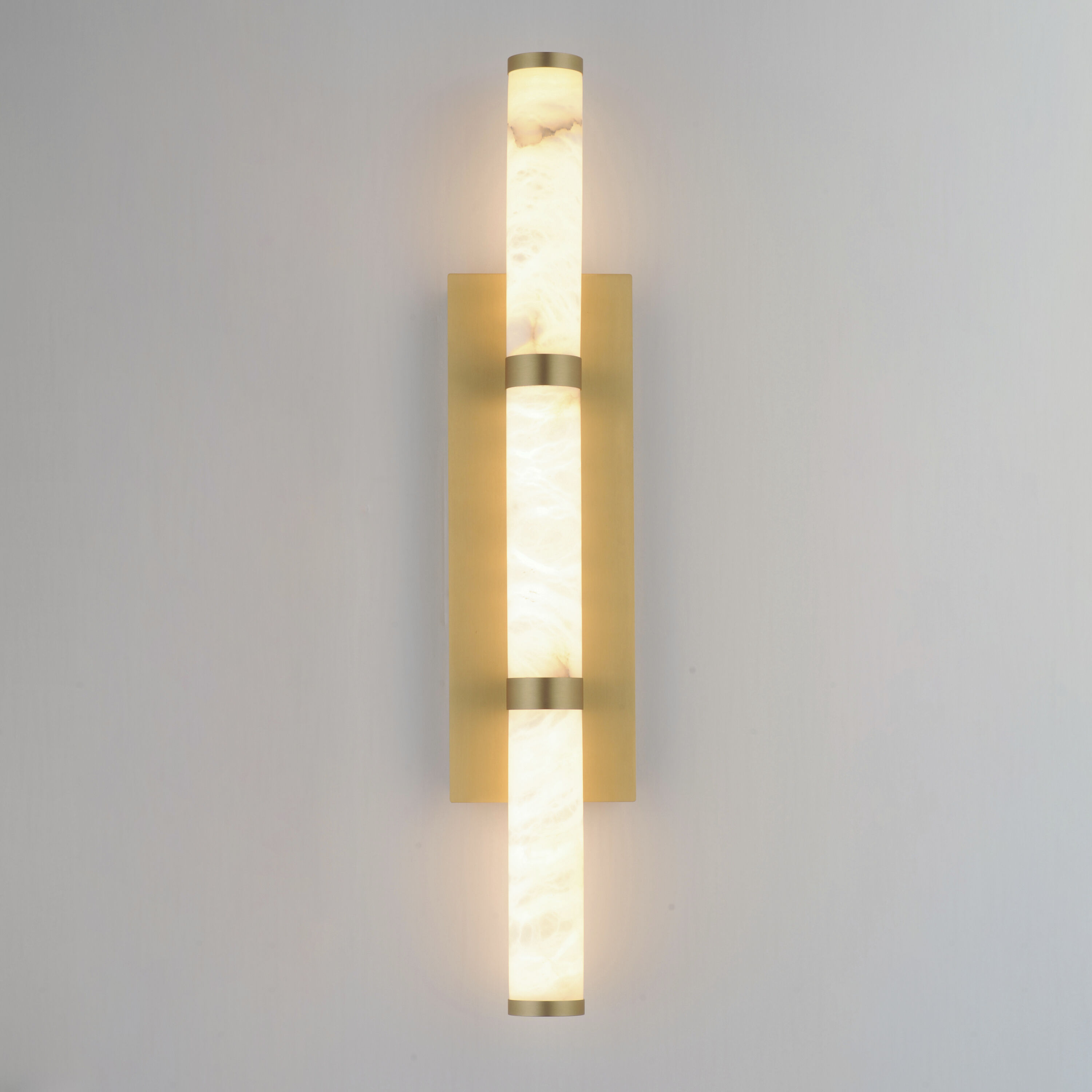 Aragon Wall Sconce Wall Light in White Alabaster and Gold