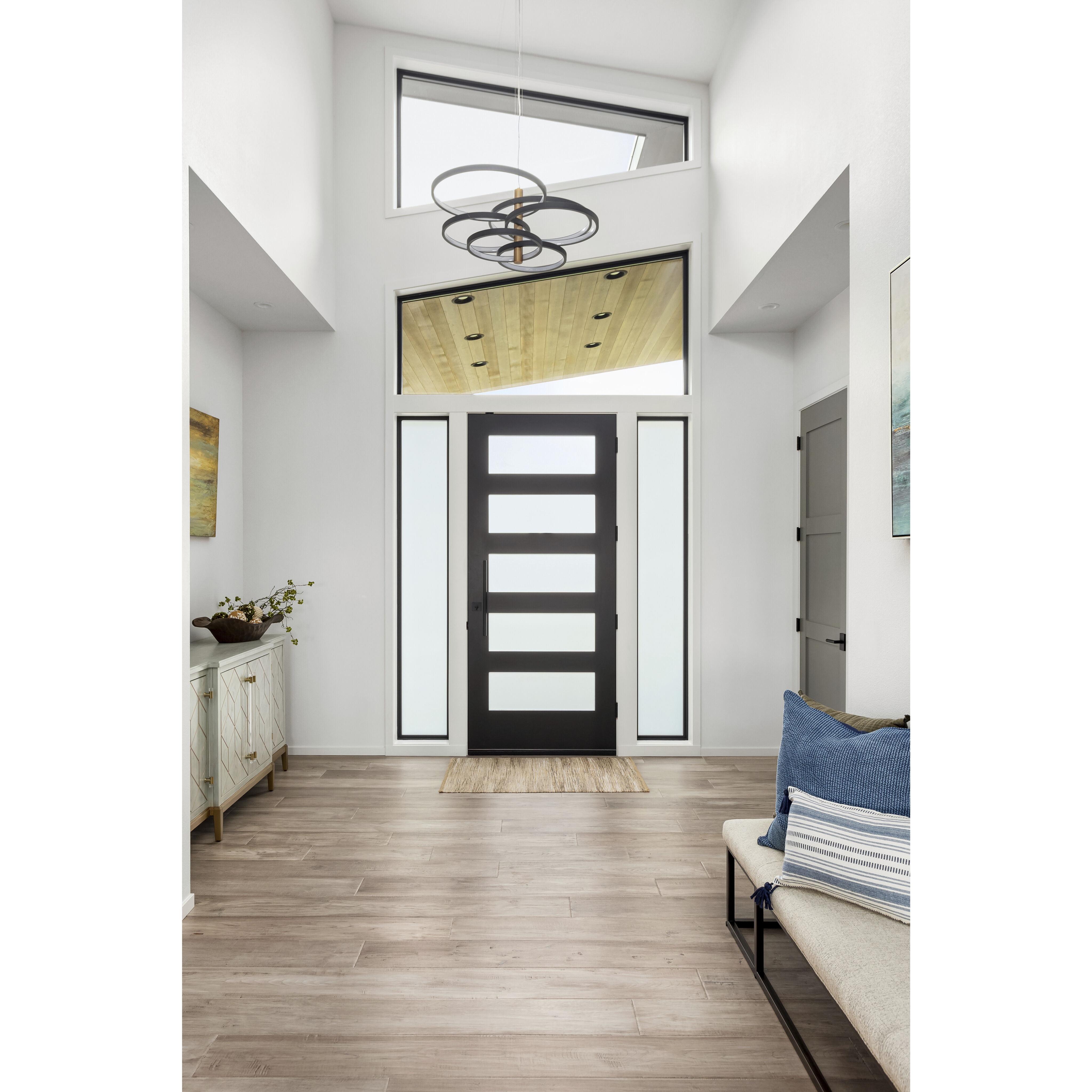 Hoopla LED 45.25 inch Black and Gold Multi-Light Pendant Ceiling Light