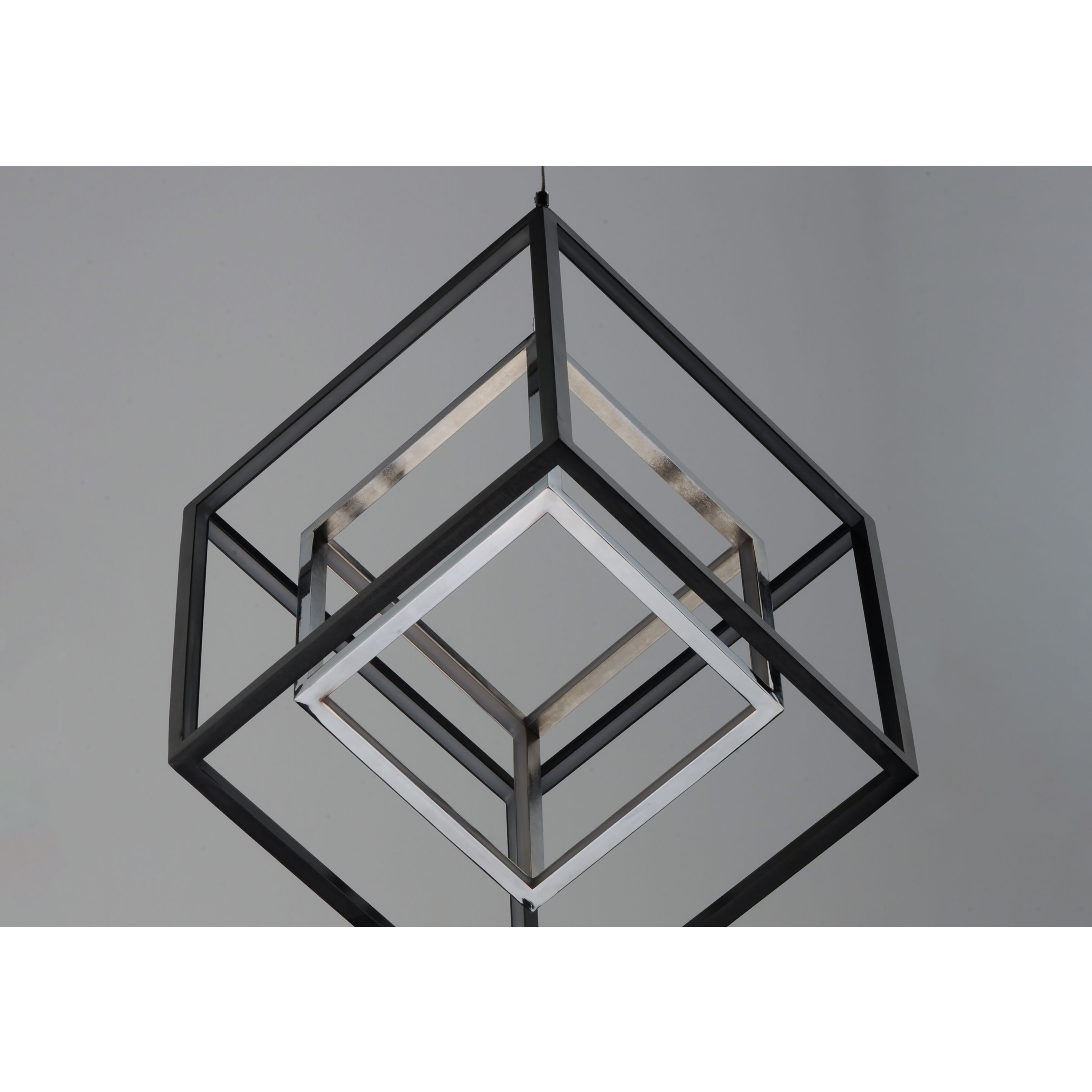 4 Square LED 30.5 inch Black and Polished Chrome Single Pendant Ceiling Light