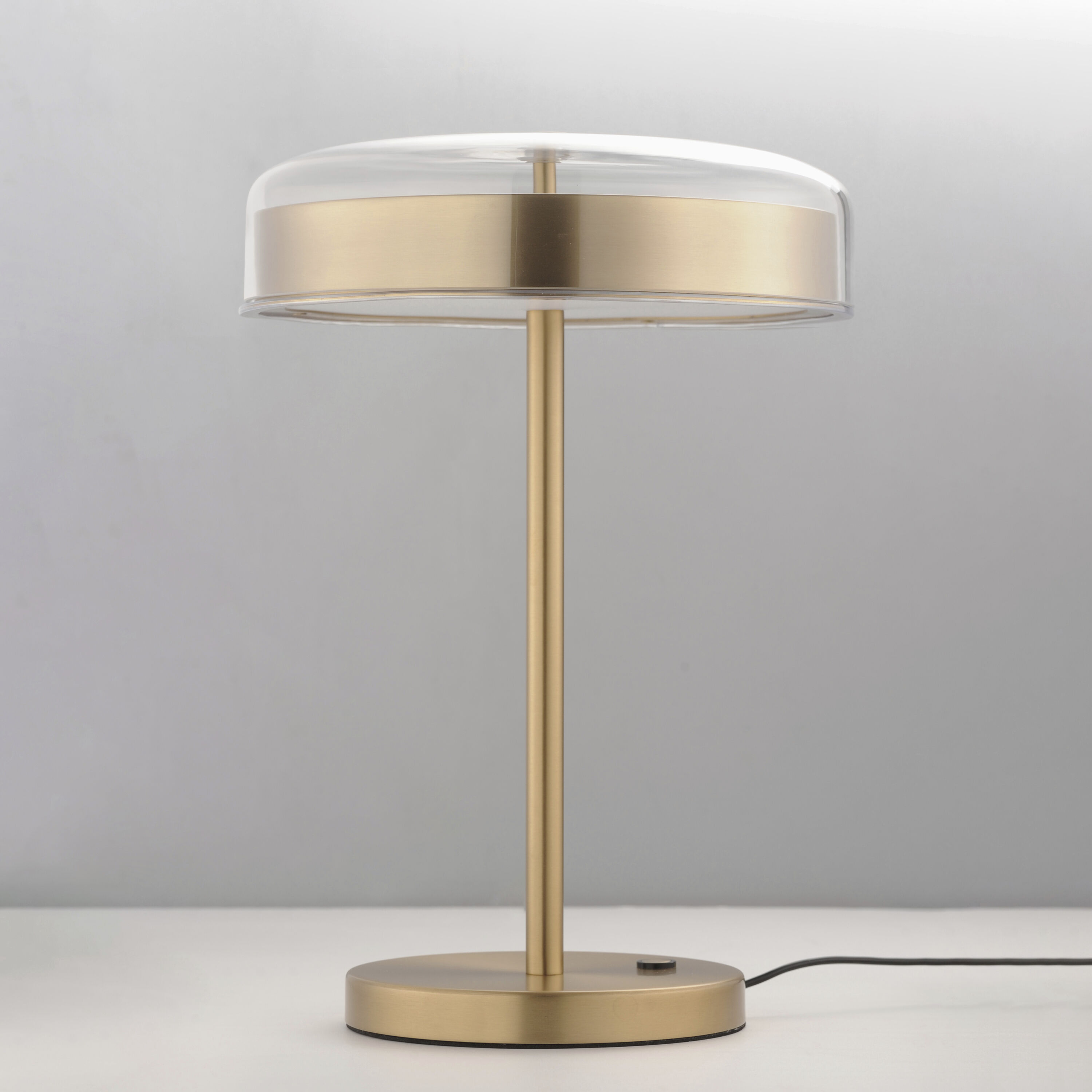 Voto 17.5 inch 8 watt Natural Aged Brass Table Lamp Portable Light in Clear