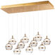 Swank LED 12.5 inch Natural Aged Brass Multi-Light Pendant Ceiling Light