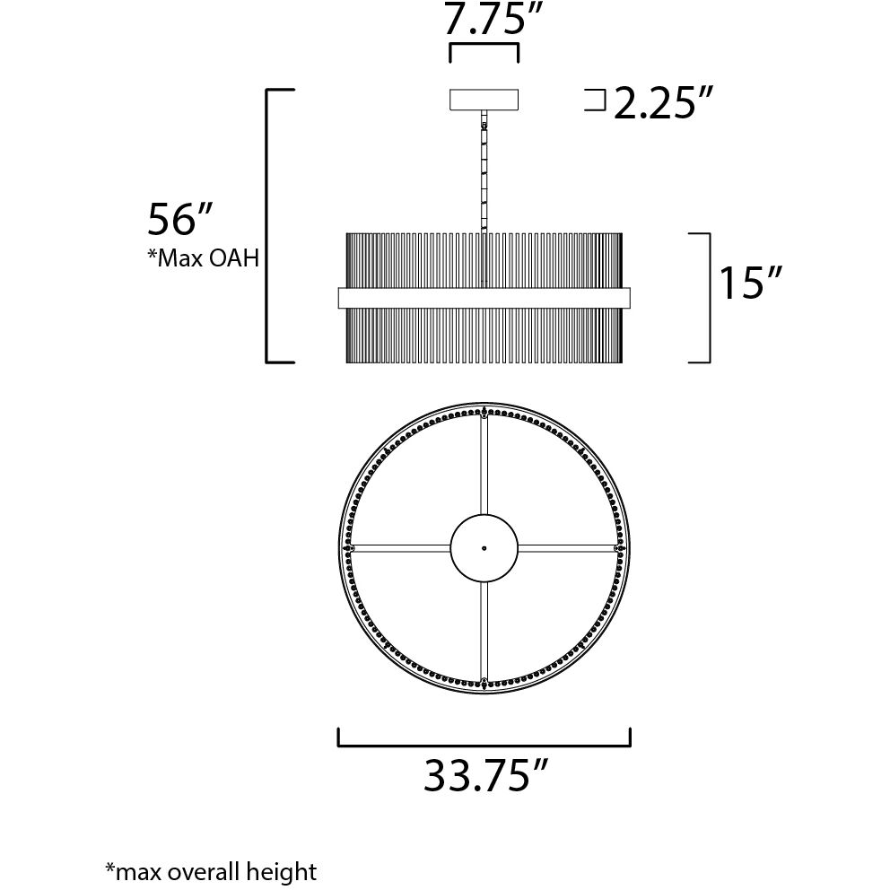 Chimes 5CCT LED 33.75 inch Black and Satin Brass Single Pendant Ceiling Light