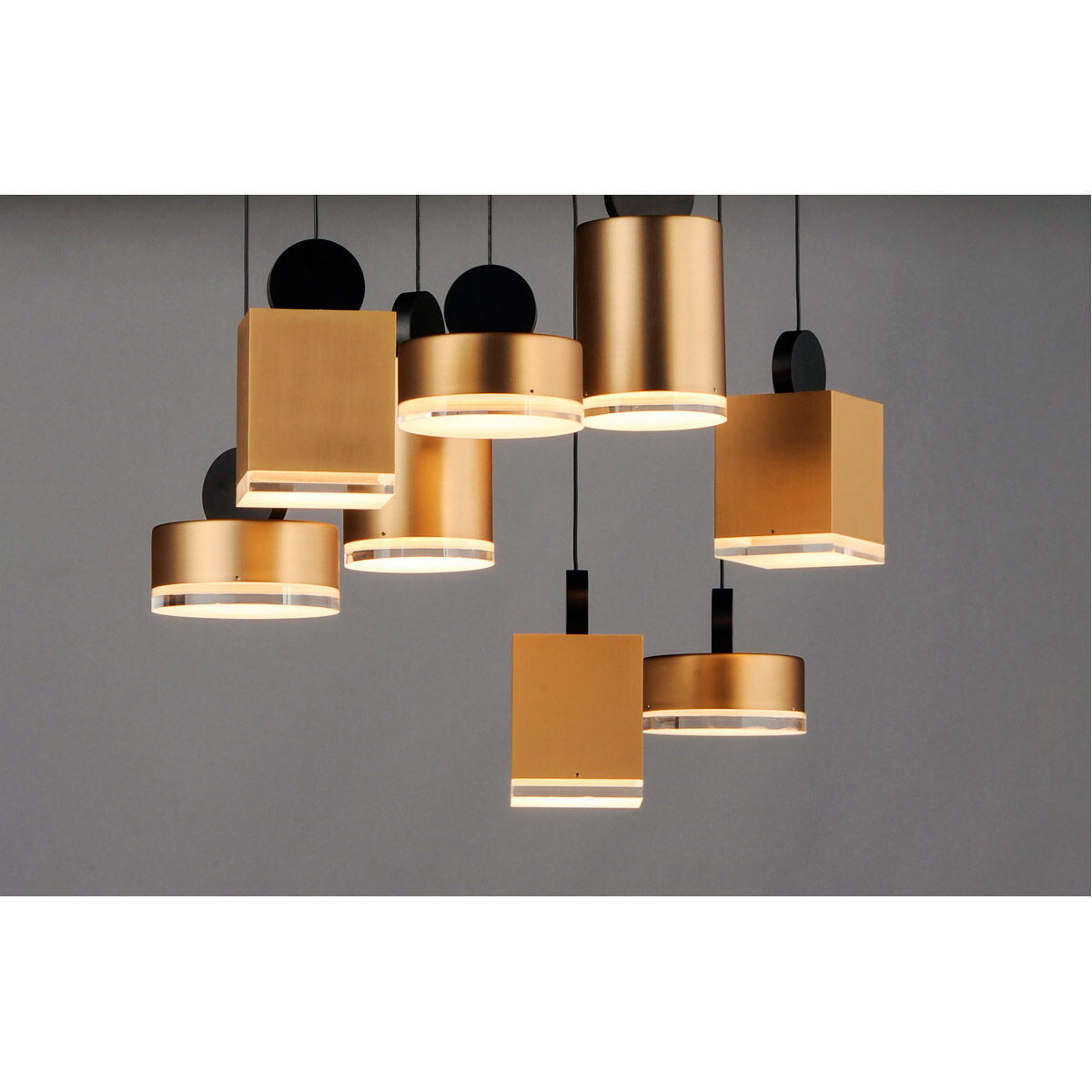 Nob LED 33 inch Black and Gold Linear Pendant Ceiling Light